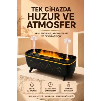 Jöle Yağmur Efektli Hava Nemlendirici 280 ML Aromaterapi Difüzörü Alev Efektli