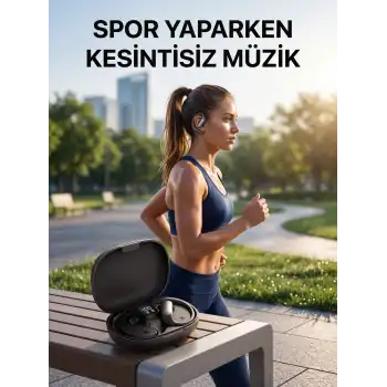 Kulak Kancalı  Kablosuz Kulaklık Uzun Pil Ömürlü Şarj Kutulu
