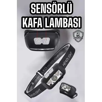 Kafa Lambası Kamp Lambası Sensörlü Şarjlı Ayarlanabilir