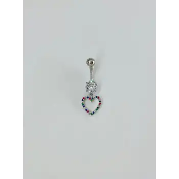 Kalp Detaylı Göbek Piercing