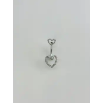 Kalp Detaylı Göbek Piercing