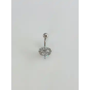 Kalp Detaylı Göbek Piercing
