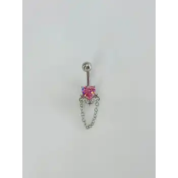 Kalp Detaylı Sallantılı Göbek Piercing