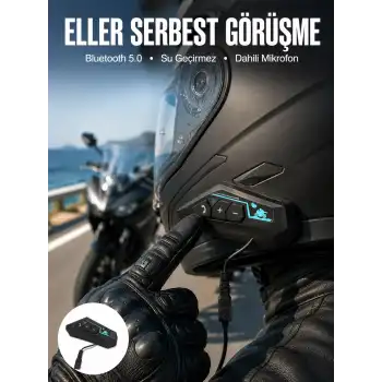 Kask Kulaklığı Motosiklet Intercom Interkom Dinleme Konuşma Özellikli Su Geçirmez