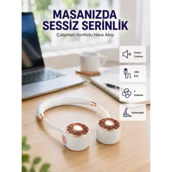 Katlanabilir Asılabilir Mini Fan USB Şarjlı 3 Kademeli Sessiz