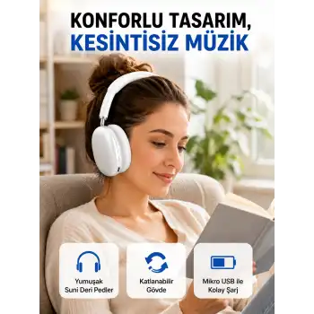 Katlanabilir Bluetooth V5.0 Kablosuz Kulaklık | 400 mAh, Gürültü Azaltma Yeni Nesil