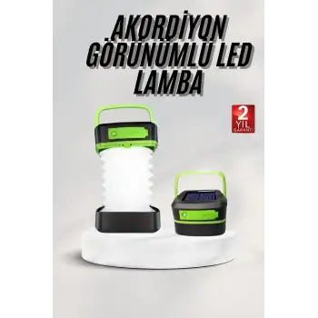 Katlanabilir Kamp Lambası Akordiyon Lamba Şarjlı 3 Kademeli Solar