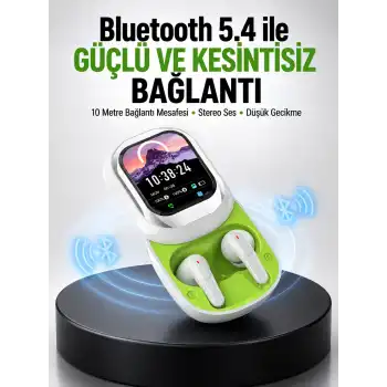 Kayar Kapaklı Şarj Kutusu Ve Dokunmatik Ekranlı Bluetooth Stereo Kulaklık