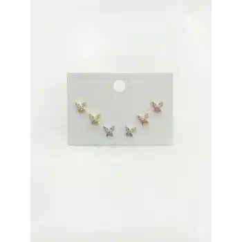 Kelebek Detaylı Altılı Küpe