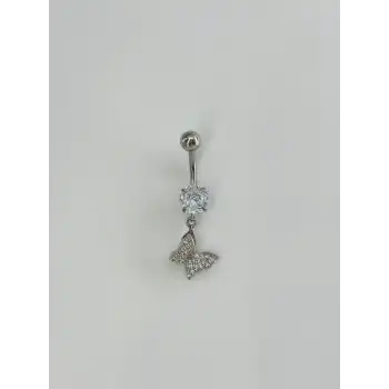Kelebek Detaylı Göbek Pıercıng
