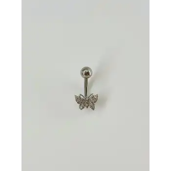 Kelebek Detaylı Göbek Piercing