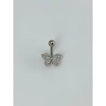Kelebek Detaylı Göbek Piercing