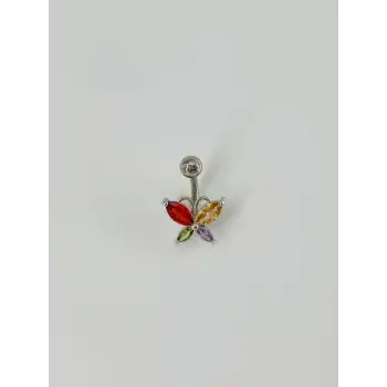 Kelebek Detaylı Göbek Piercing