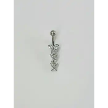 Kelebek Detaylı Sallantılı Göbek Piercing