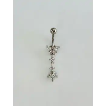 Kelebek Detaylı Sallantılı Göbek Piercing
