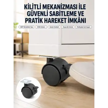 Kilitli Mini Tekerlek Ayak 4 cm 4’lü Set