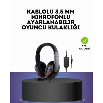 Kırmızı Gaming Headset Mikrofonlu Sağlam Kablolu Konforlu