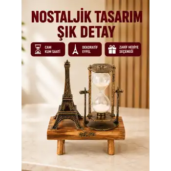 Klasik Tasarımlı Ahşap Kum Saati – Ev ve Ofis İçin Masaüstü Aksesuarı