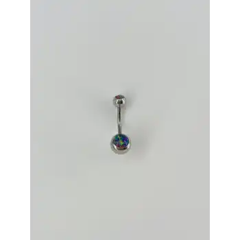 Koyu Hologram Taş Detaylı Göbek Piercing