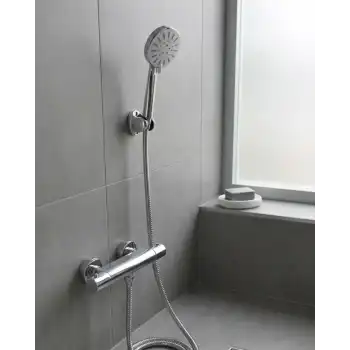 Krem Duş Başlığı Seti 4 Kademeli El Duşu Spiral Hortumlu Banyo Seti
