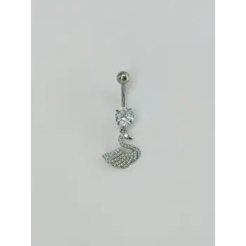 Kuğu Detaylı Göbek Piercing