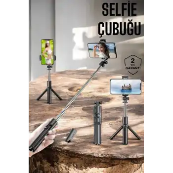 Kumandalı Tripod Telefon Tutucu Selfie Çubuğu 360 Derece Dönebilen