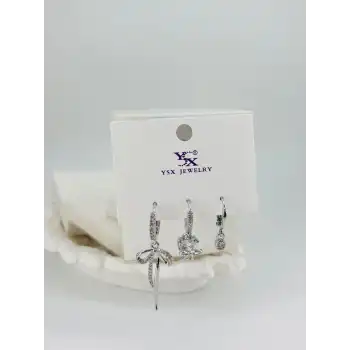 Kurdale Detaylı Üçlü Kombin Küpe