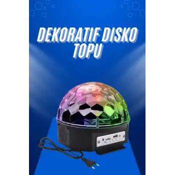 Küre Disko Topu Müzik Çalar Renkli Lazer Işıklı Bluetooth Disko Parti Işığı Kumandalı