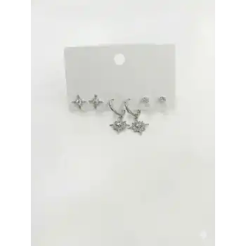 Kutup Yıldızı Detaylı Altılı Küpe