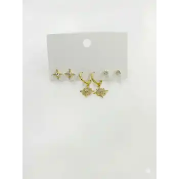 Kutup Yıldızı Detaylı Altılı Küpe