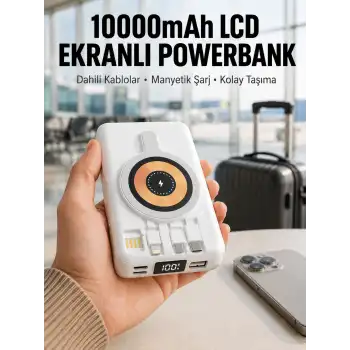 LCD Göstergeli Manyetik Powerbank Type C USB Girişli Yeni Nesil