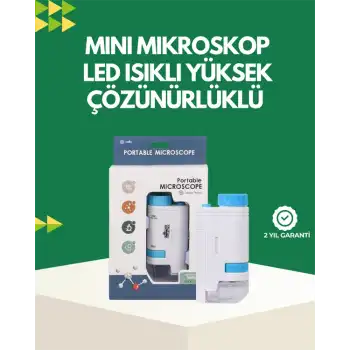 LED Aydınlatmalı 80–200 Kat Büyütmeli Cep Mikroskop