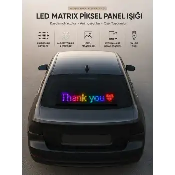 LED Matrix Piksel Panel Işığı USB Uygulama Kontrollü Kaydırmalı Yazı Ekranı