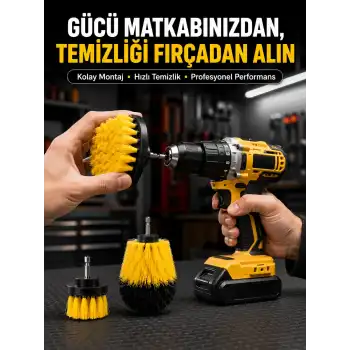 Matkap Uyumlu Temizlik Fırçası Seti 3’lü Çok Amaçlı