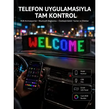 Matrix Led Cama Yapışan Telefon Kontrollü Panel Dijital Ekran Kumandalı
