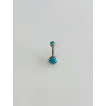 Mavi Opal Taş Detaylı Göbek Piercing