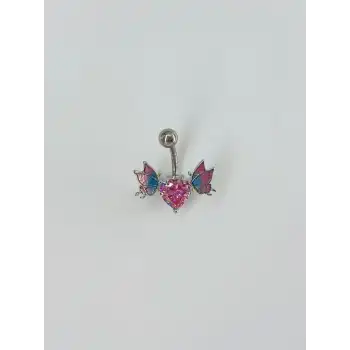 Melek Kanatlı Kalp Detaylı Göbek Piercing