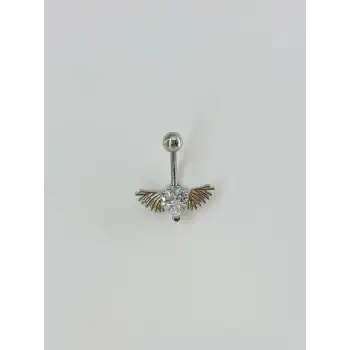 Melek Kanatlı Kalp Detaylı Göbek Piercing