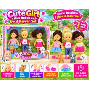 Mini Bebek ve Evcil Hayvan Üçlü Set