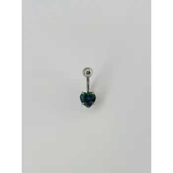 Mistik Topaz Taşlı Kalp Detaylı Göbek Piercing