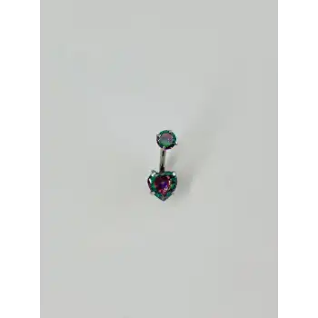 Mistik Topaz Taşlı Kalp Detaylı Göbek Piercing