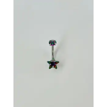 Mistik Topaz Taşlı Yıldız Detaylı Göbek Piercing
