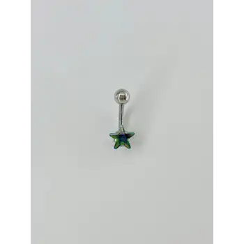 Mistik Topaz Taşlı Yıldız Detaylı Göbek Piercing