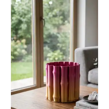 Modern 3D Baskı Mor Sarı Vazo Ev Ofis Dekorasyon Şık Tasarım