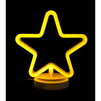 Neon Işıklı Yıldız Masa Gece Lambası Pil+usb