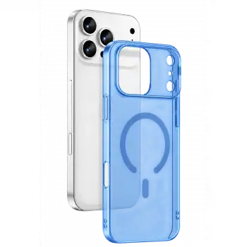 Newface Apple İphone 18 Pro Max Combo Sert Şeffaf Magsafe Kapak - Açık Mavi