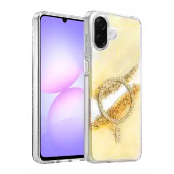 Onegif Samsung Galaxy A07 4g Lotus Simli Magsafe Kapak - Gümüş