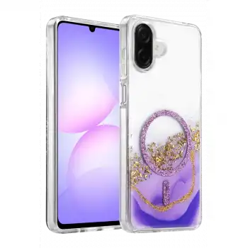 Onegif Samsung Galaxy A07 4g Lotus Simli Magsafe Kapak - Mor
