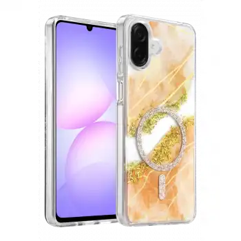 Onegif Samsung Galaxy A07 4g Lotus Simli Magsafe Kapak - Turuncu