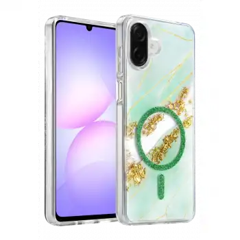 Onegif Samsung Galaxy A07 4g Lotus Simli Magsafe Kapak - Yeşil